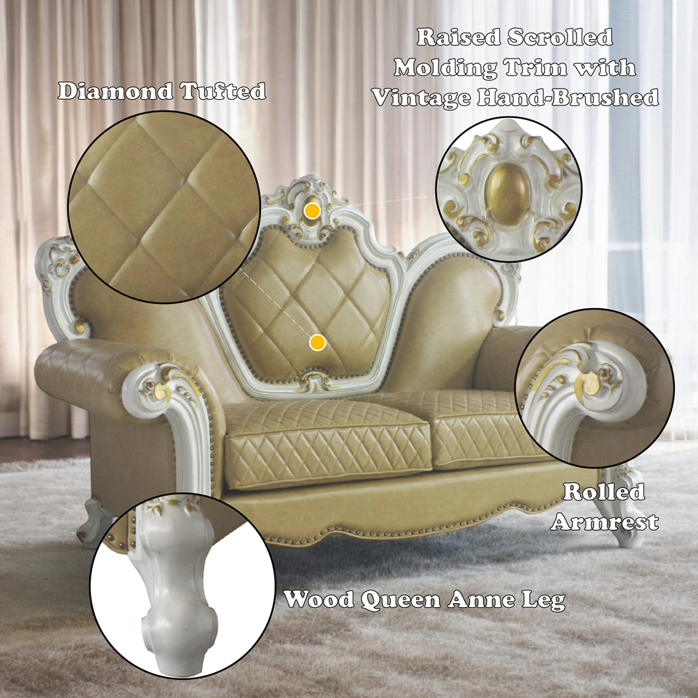 ACME Picardy Loveseat with 3 Pillows – back view – Lusso Furniture Miami