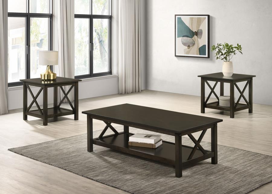 Rachelle 3-piece Rectangular Coffee Table Set Deep Merlot-1