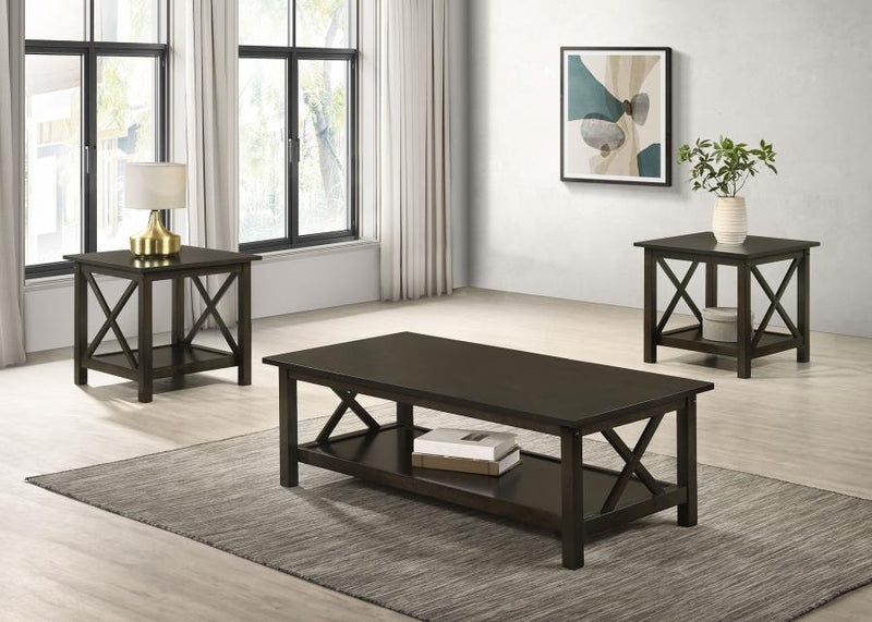 Rachelle 3-piece Rectangular Coffee Table Set Deep Merlot-zoom-
