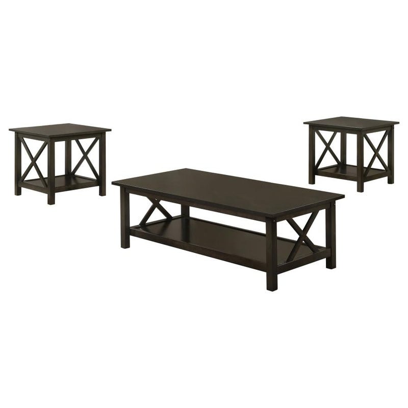 Rachelle 3-piece Rectangular Coffee Table Set Deep Merlot-zoom-