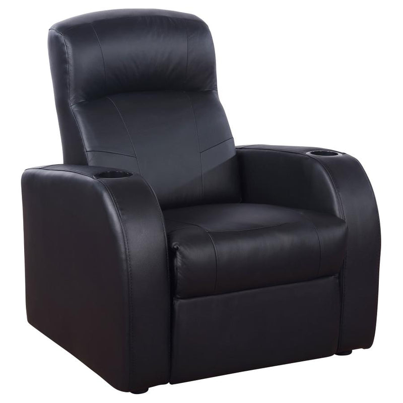 Cyrus Upholstered Track Arm Recliner Black-zoom-