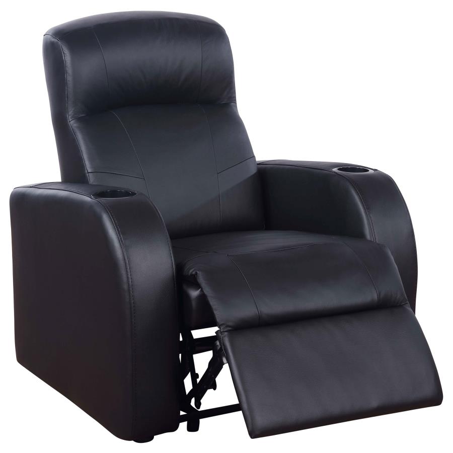 Cyrus Upholstered Track Arm Recliner Black-3