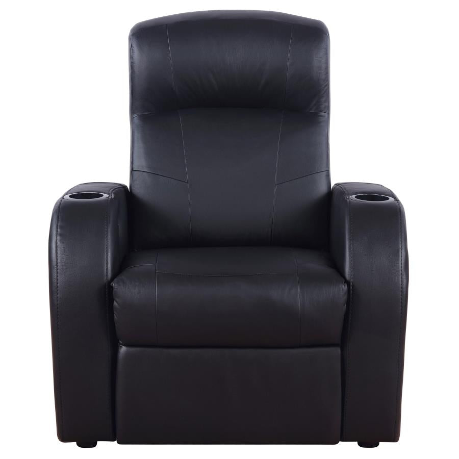 Cyrus Upholstered Track Arm Recliner Black-zoom-4