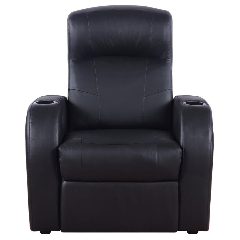 Cyrus Upholstered Track Arm Recliner Black-zoom-