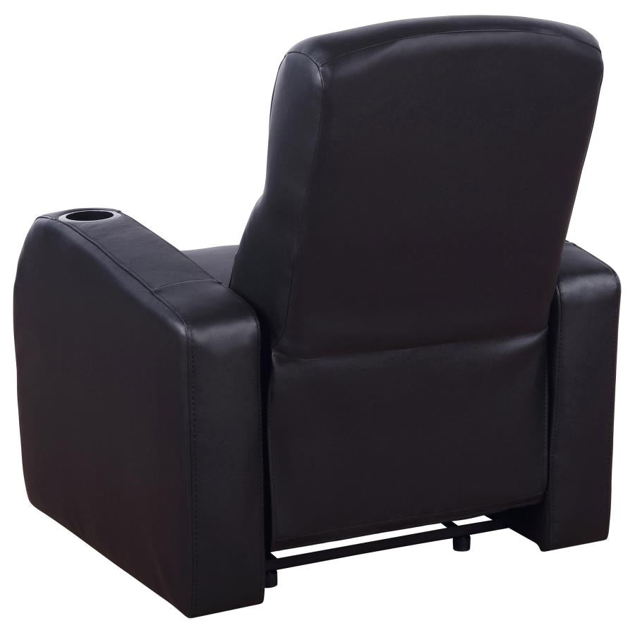 Cyrus Upholstered Track Arm Recliner Black-zoom-5