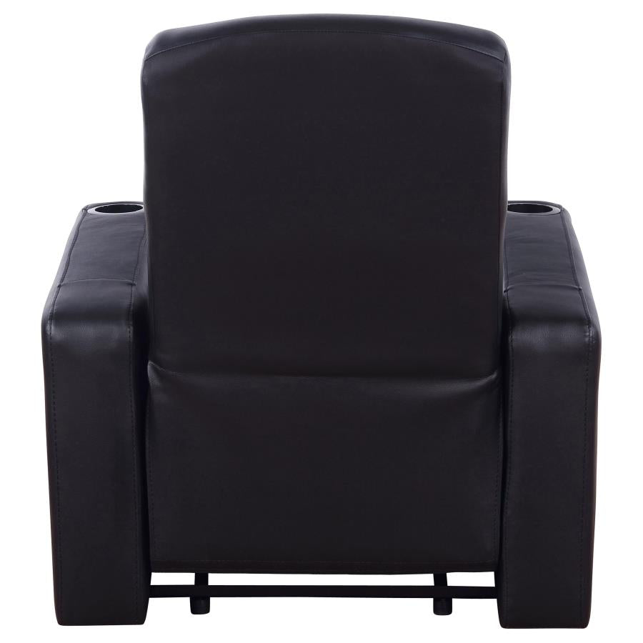 Cyrus Upholstered Track Arm Recliner Black-zoom-6