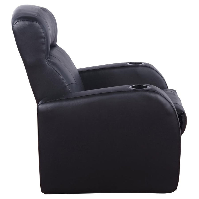Cyrus Upholstered Track Arm Recliner Black-zoom-