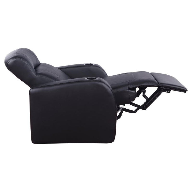 Cyrus Upholstered Track Arm Recliner Black-zoom-