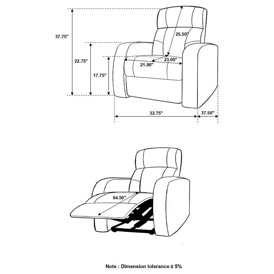 Cyrus Upholstered Track Arm Recliner Black-9