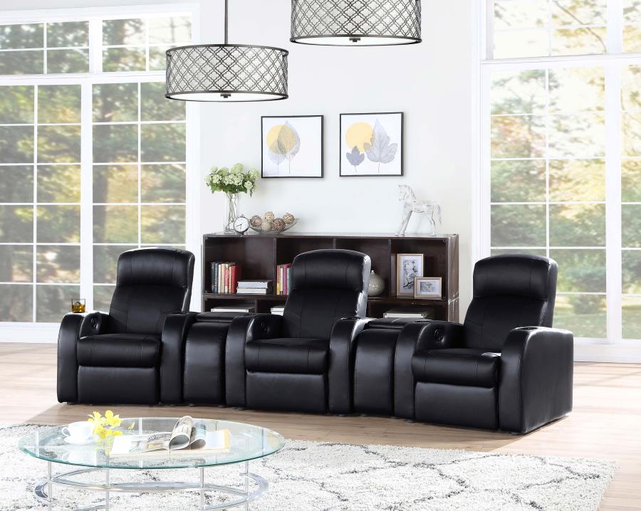 Cyrus Upholstered Track Arm Recliner Black-10
