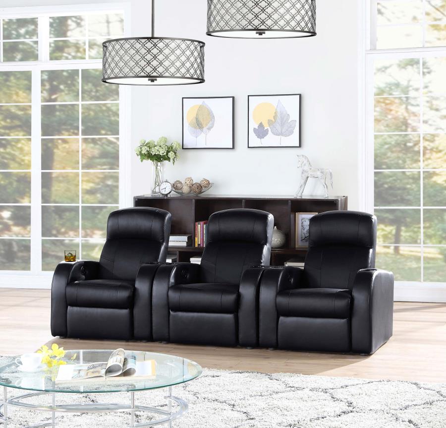 Cyrus Upholstered Track Arm Recliner Black-11