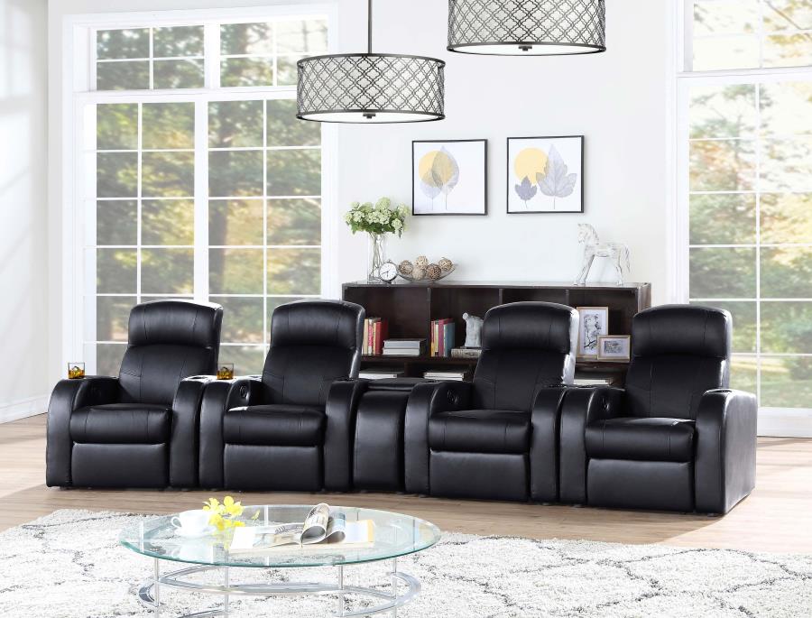 Cyrus Upholstered Track Arm Recliner Black-zoom-13