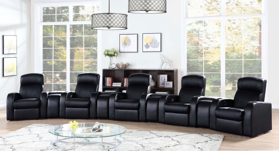 Cyrus Upholstered Track Arm Recliner Black-14