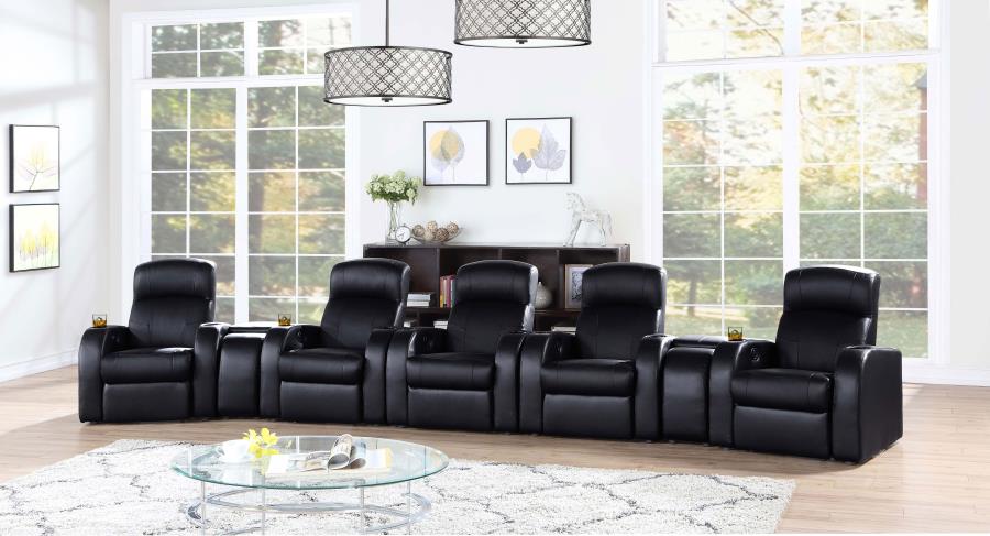 Cyrus Upholstered Track Arm Recliner Black-15