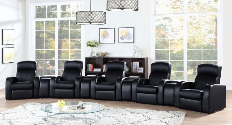 Cyrus Upholstered Home Theater Storage Wedge Console Black-zoom-