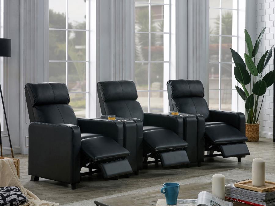 Toohey Upholstered Tufted Recliner Living Room Set Black-3