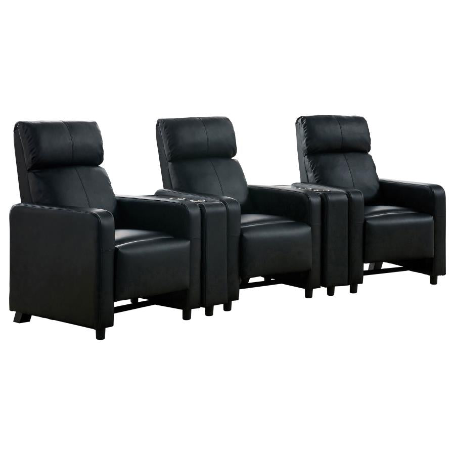 Toohey Upholstered Tufted Recliner Living Room Set Black-zoom-1