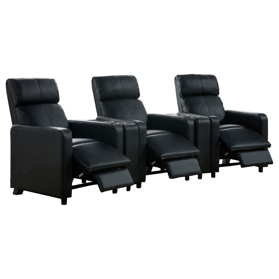 Toohey Upholstered Tufted Recliner Living Room Set Black-4