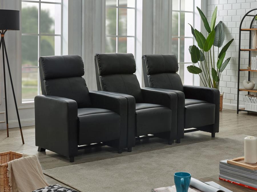 Toohey Upholstered Tufted Recliner Living Room Set Black-zoom-2