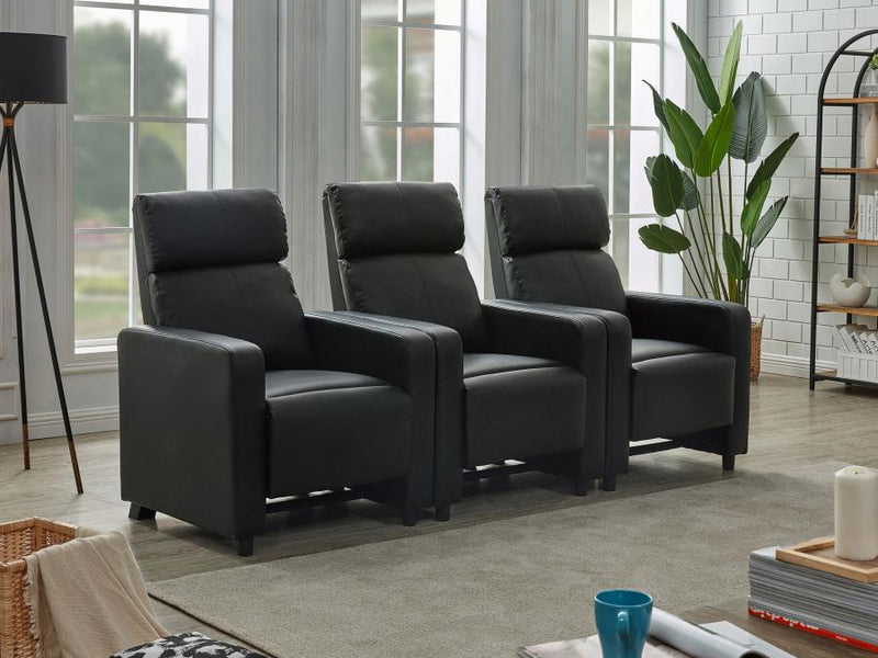 Toohey Upholstered Tufted Recliner Living Room Set Black-zoom-