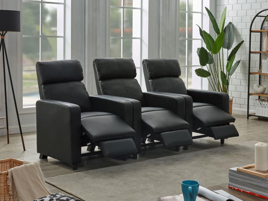 Toohey Upholstered Tufted Recliner Living Room Set Black-3
