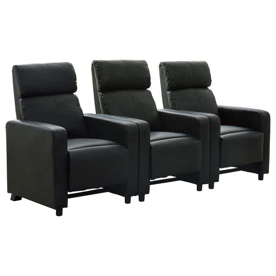 Toohey Upholstered Tufted Recliner Living Room Set Black-zoom-1