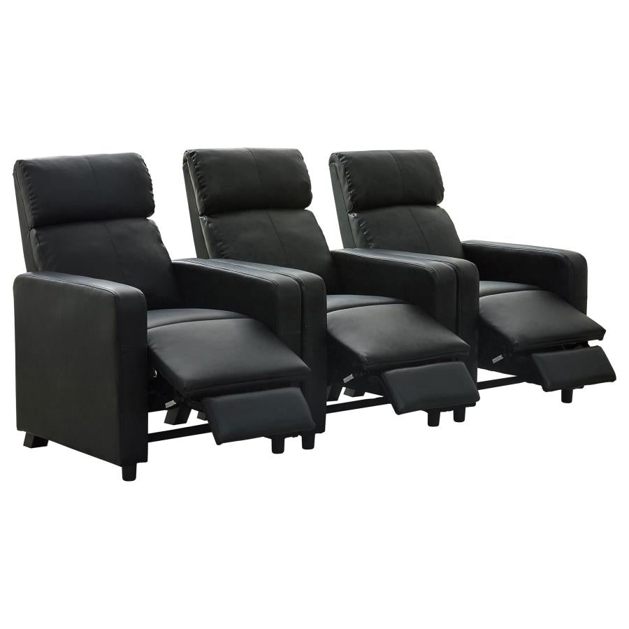 Toohey Upholstered Tufted Recliner Living Room Set Black-4