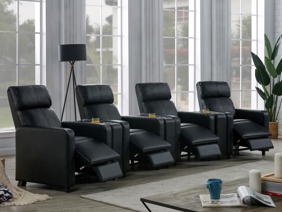 Toohey Upholstered Tufted Recliner Living Room Set Black-3