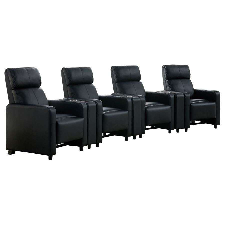 Toohey Upholstered Tufted Recliner Living Room Set Black-1