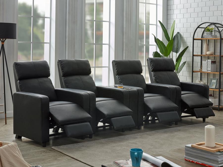 Toohey Upholstered Tufted Recliner Living Room Set Black-3