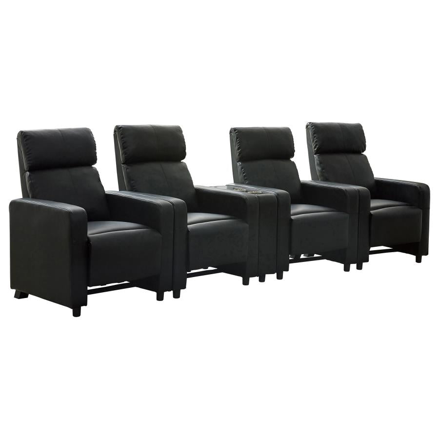 Toohey Upholstered Tufted Recliner Living Room Set Black-zoom-1