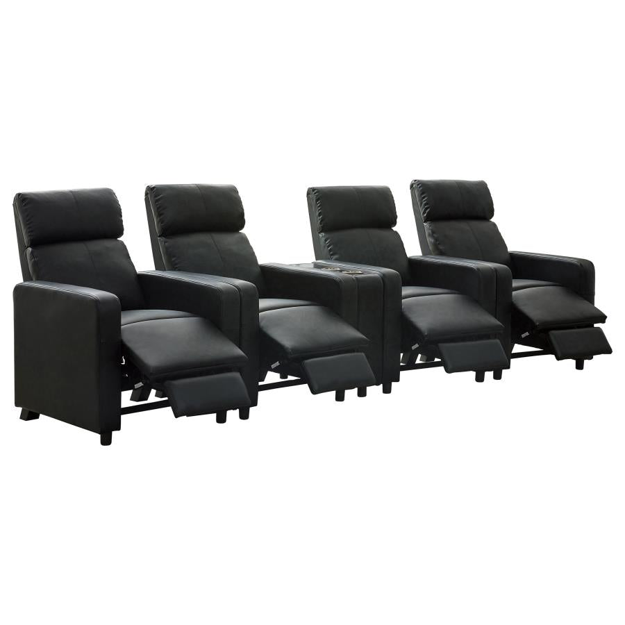 Toohey Upholstered Tufted Recliner Living Room Set Black-4
