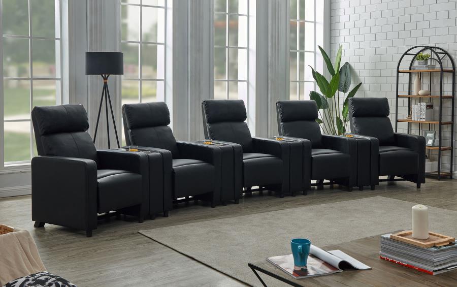 Toohey Upholstered Tufted Recliner Living Room Set Black-zoom-2