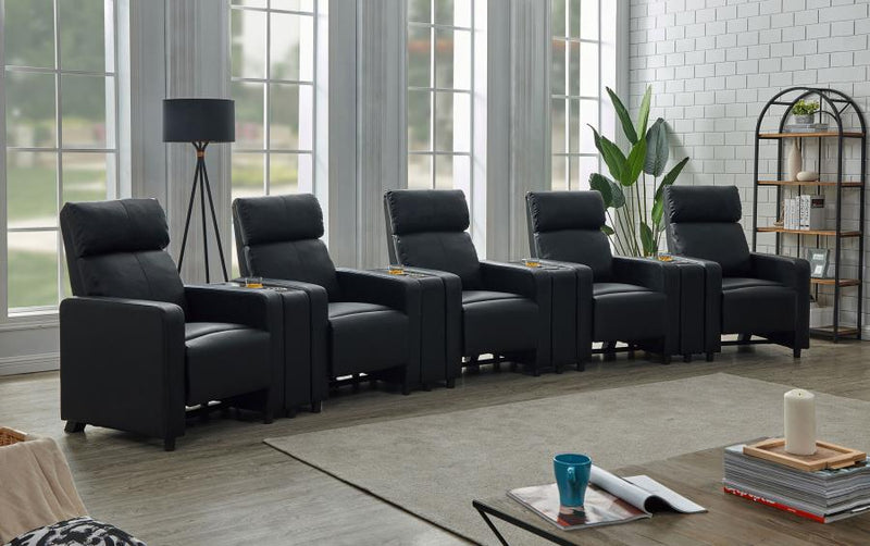 Toohey Upholstered Tufted Recliner Living Room Set Black-zoom-