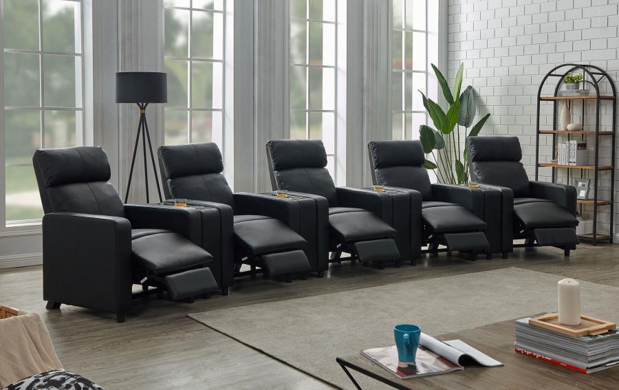 Toohey Upholstered Tufted Recliner Living Room Set Black-zoom-3