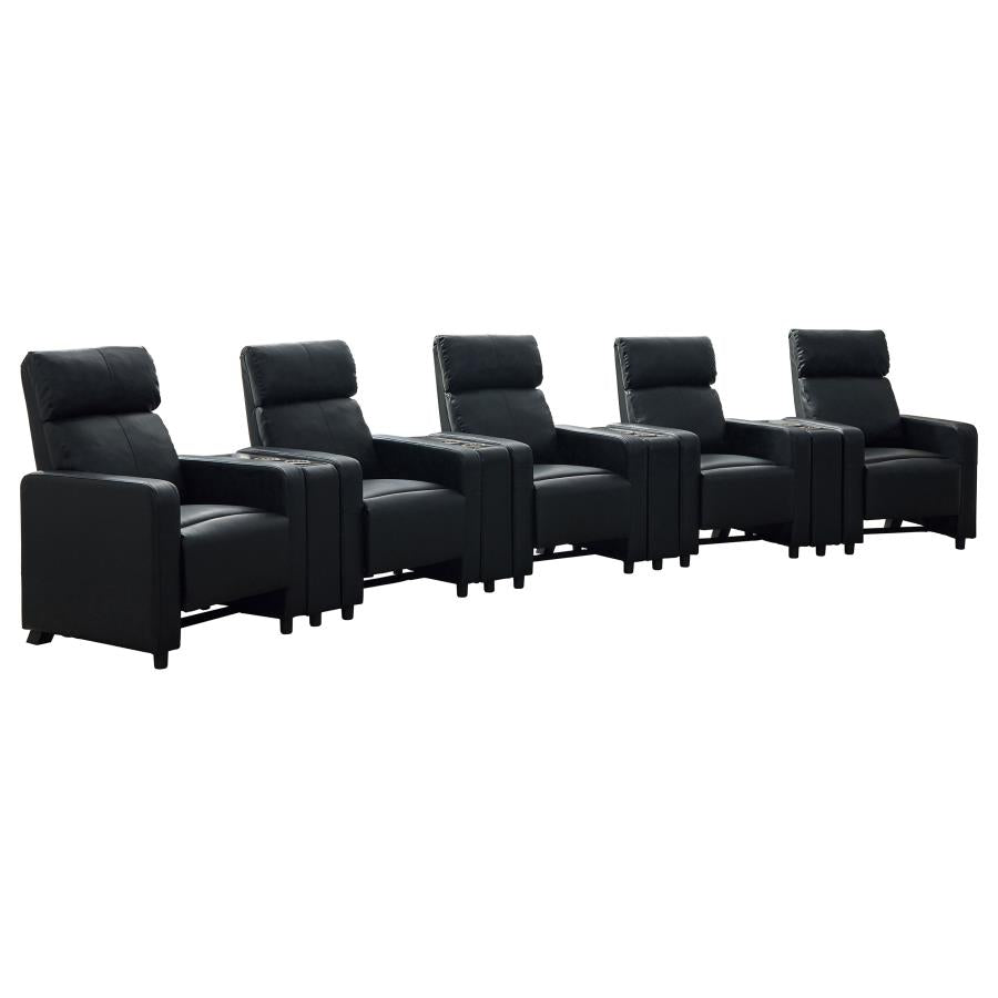 Toohey Upholstered Tufted Recliner Living Room Set Black-zoom-1