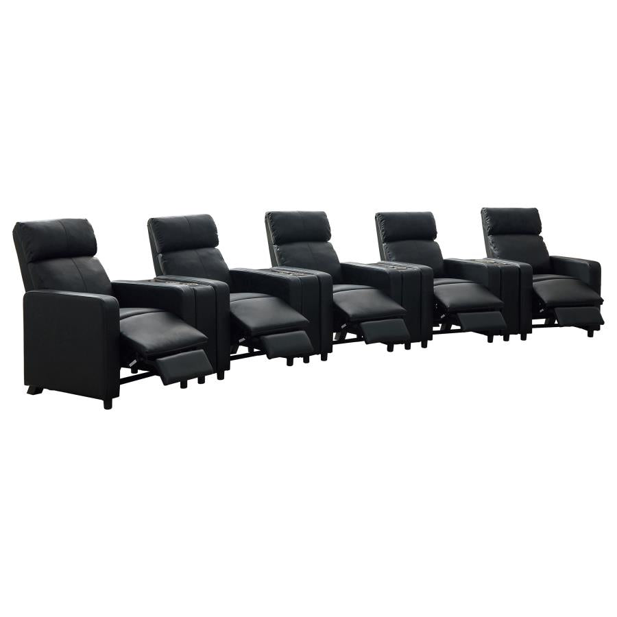 Toohey Upholstered Tufted Recliner Living Room Set Black-4