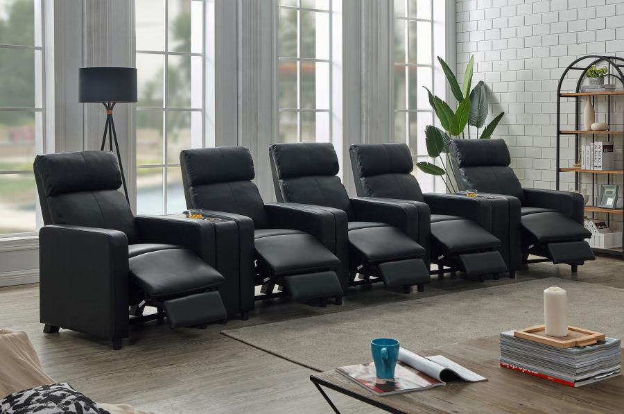 Toohey Upholstered Tufted Recliner Living Room Set Black-3