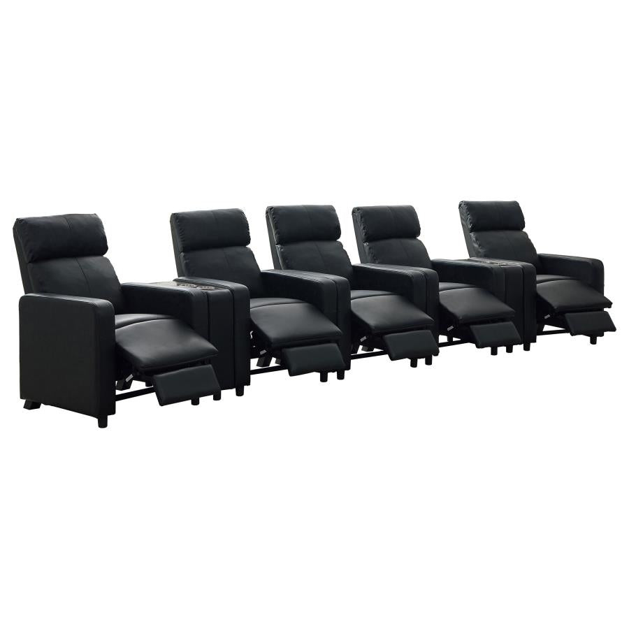 Toohey Upholstered Tufted Recliner Living Room Set Black-4