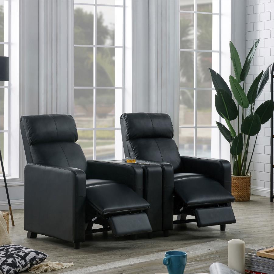 Toohey Upholstered Home Theater Push Back Recliner Black-zoom-15