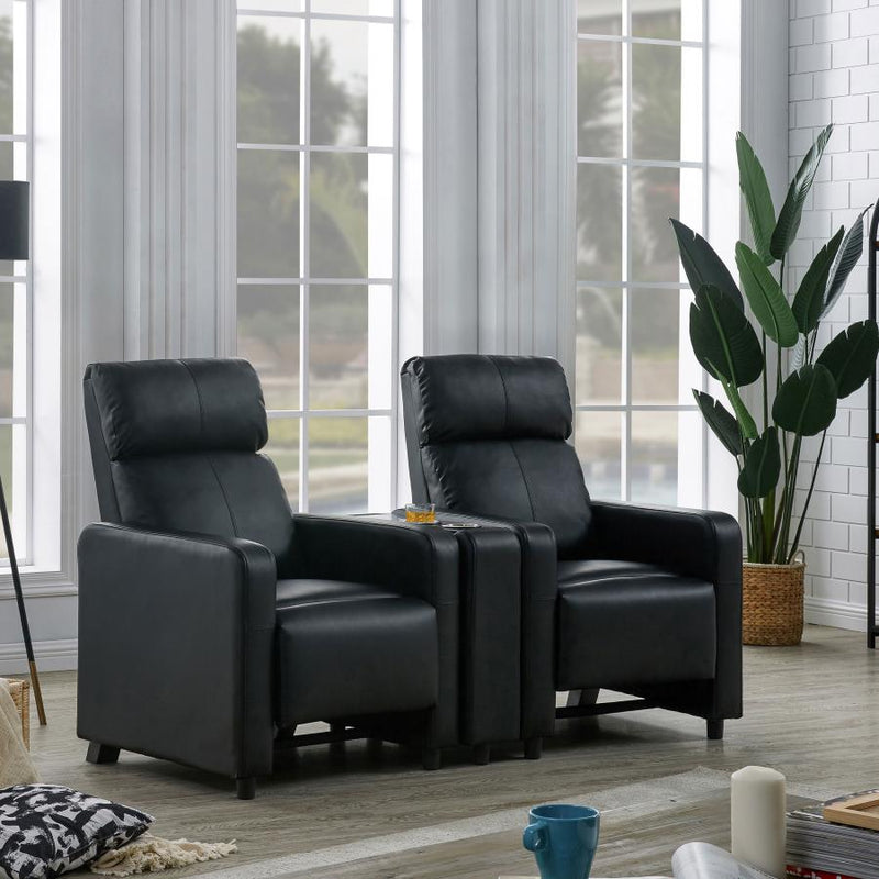 Toohey Upholstered Home Theater Storage Wedge Console Black-zoom-
