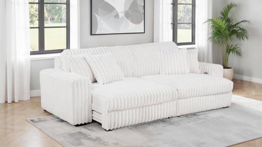 Jacana Corduroy Upholstered Dual Power Chaise Sofa Ivory-zoom-3