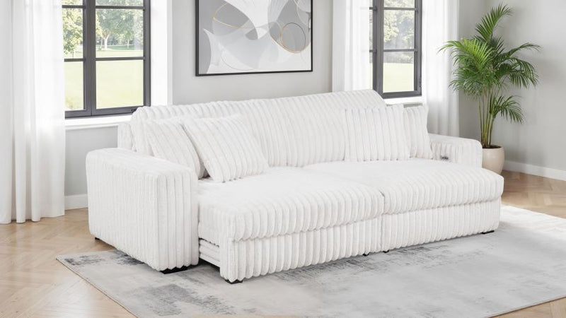 Jacana Corduroy Upholstered Dual Power Chaise Sofa Ivory-zoom-
