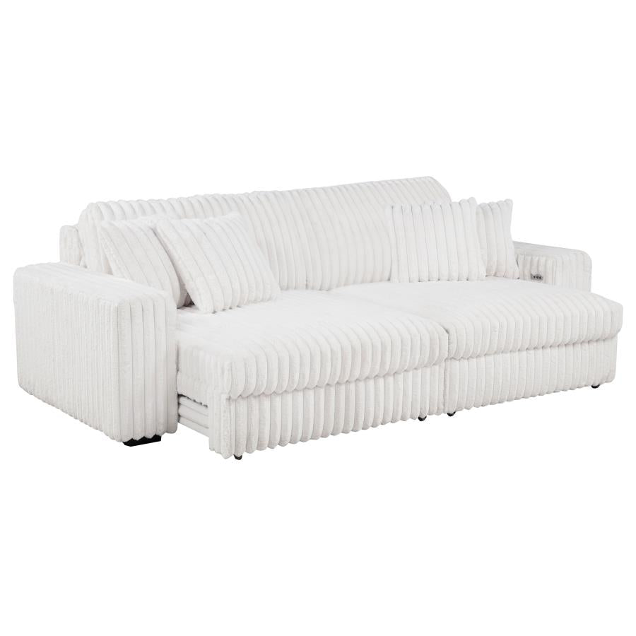 Jacana Corduroy Upholstered Dual Power Chaise Sofa Ivory-zoom-4