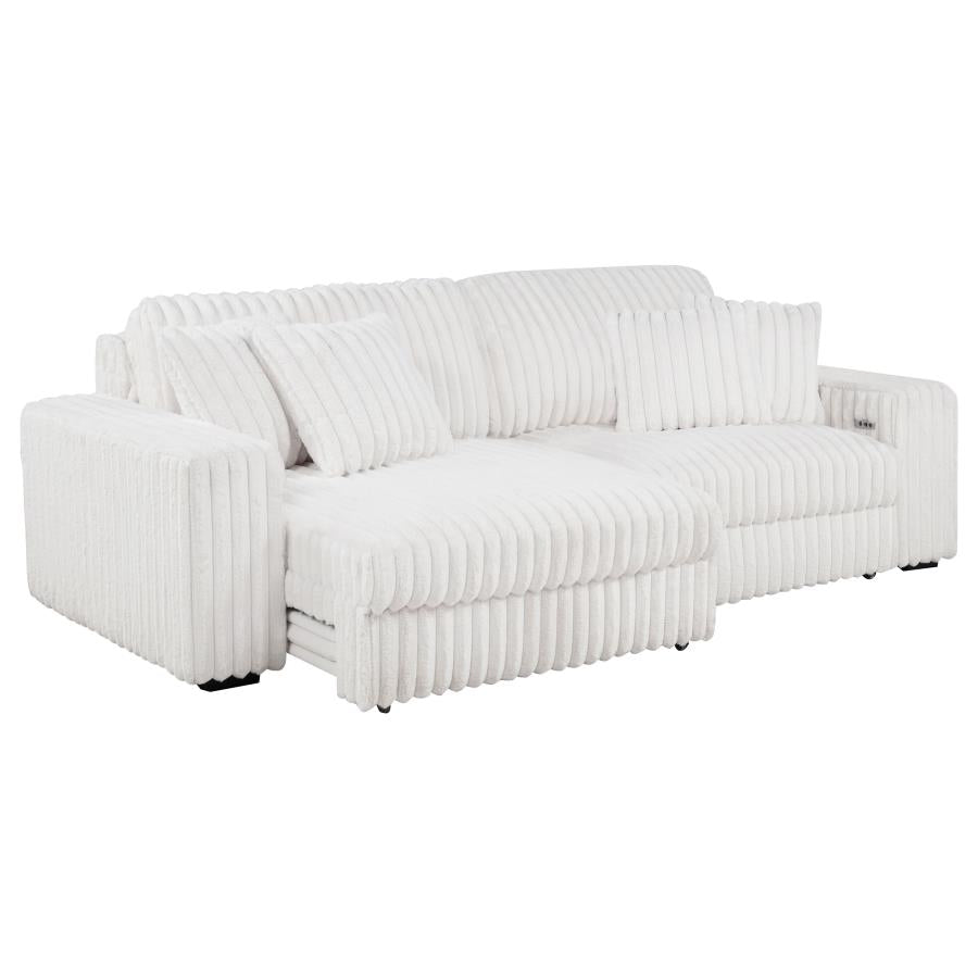 Jacana Corduroy Upholstered Dual Power Chaise Sofa Ivory-zoom-6