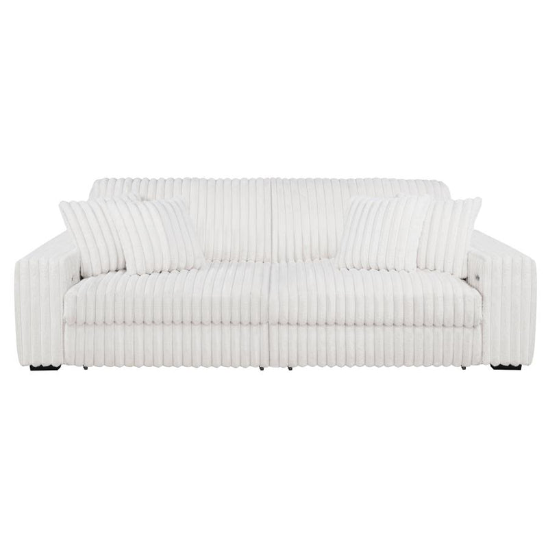 Jacana Corduroy Upholstered Dual Power Chaise Sofa Ivory-zoom-