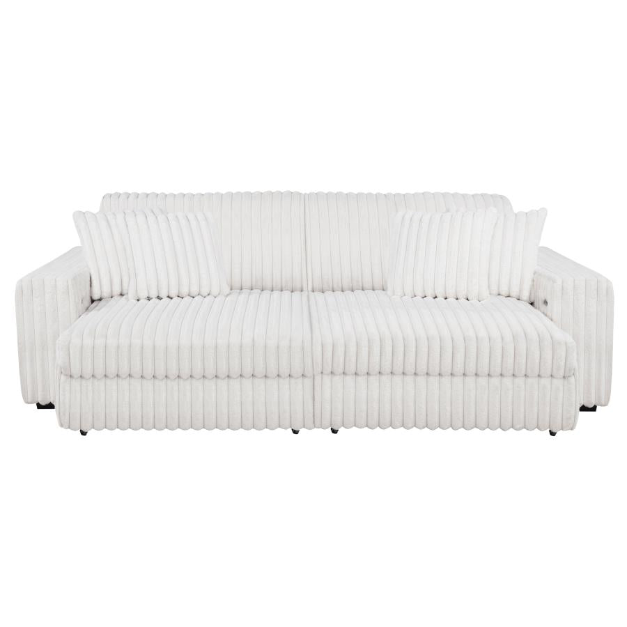 Jacana Corduroy Upholstered Dual Power Chaise Sofa Ivory-8