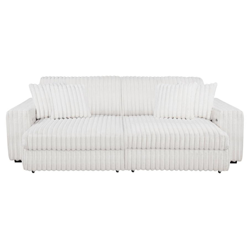 Jacana Corduroy Upholstered Dual Power Chaise Sofa Ivory-zoom-