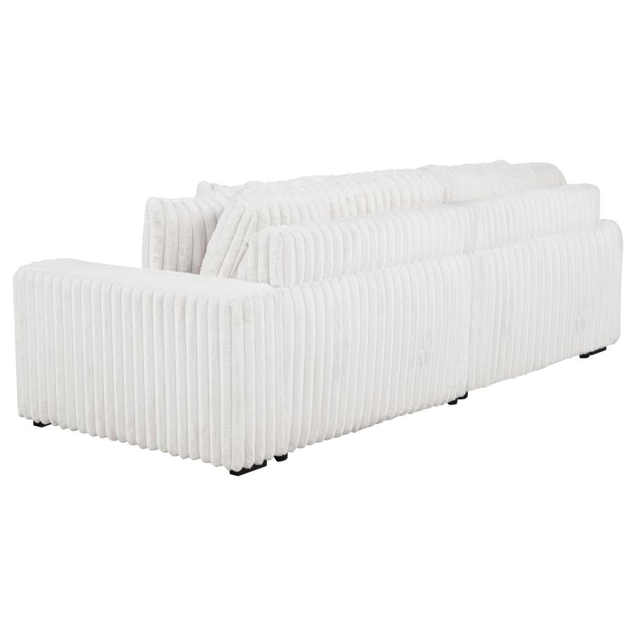 Jacana Corduroy Upholstered Dual Power Chaise Sofa Ivory-9