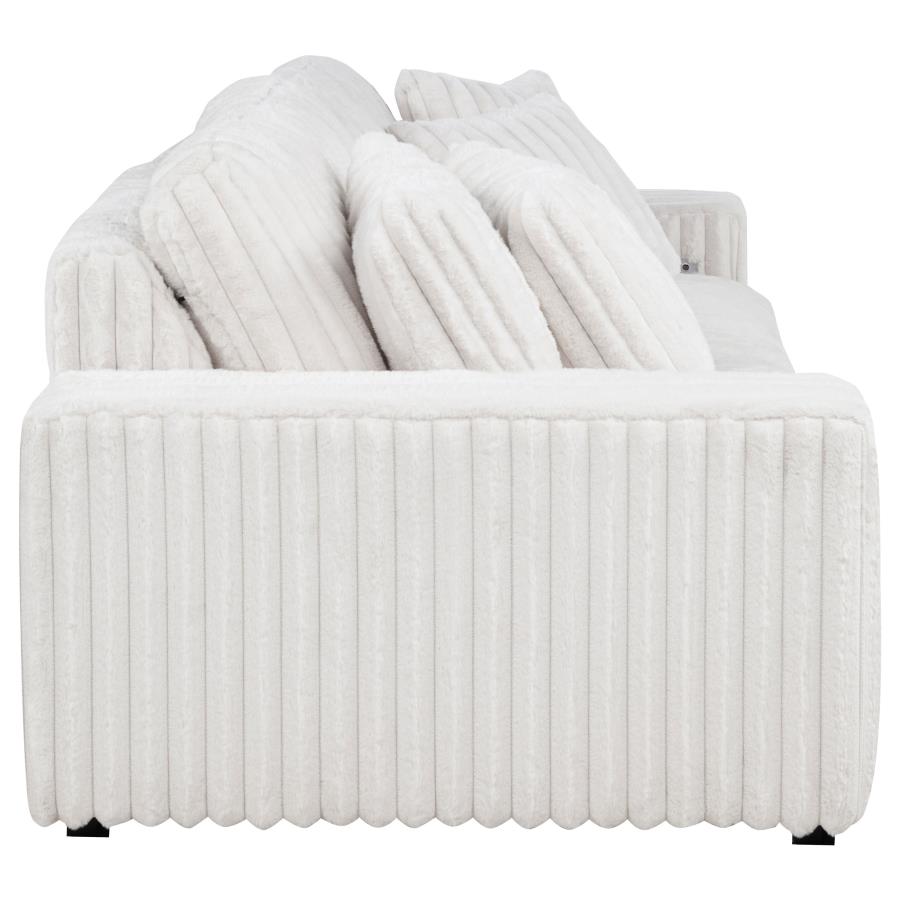 Jacana Corduroy Upholstered Dual Power Chaise Sofa Ivory-11